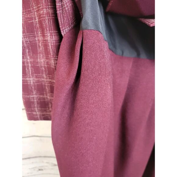 NWT VTG Leslie Belle Pleated Midi Dress Women's Size 10P Purple Plaid Tie Back - Picture 9 of 12